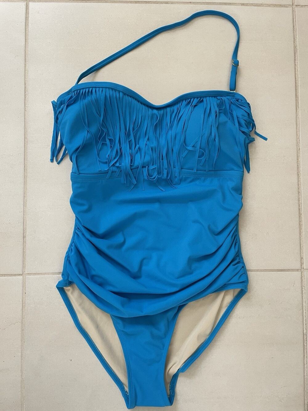Swimsuits For All Swim Kim Gravel One Piece Fringe Swimwear Blue
